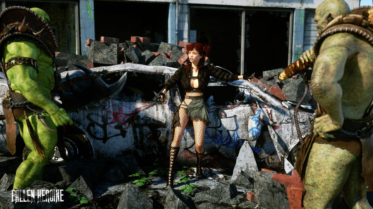 Car And Orcs1 Fallen Heroine Zuleykagames - Fallen Heroine - Post-Apocalyptic Fantasy