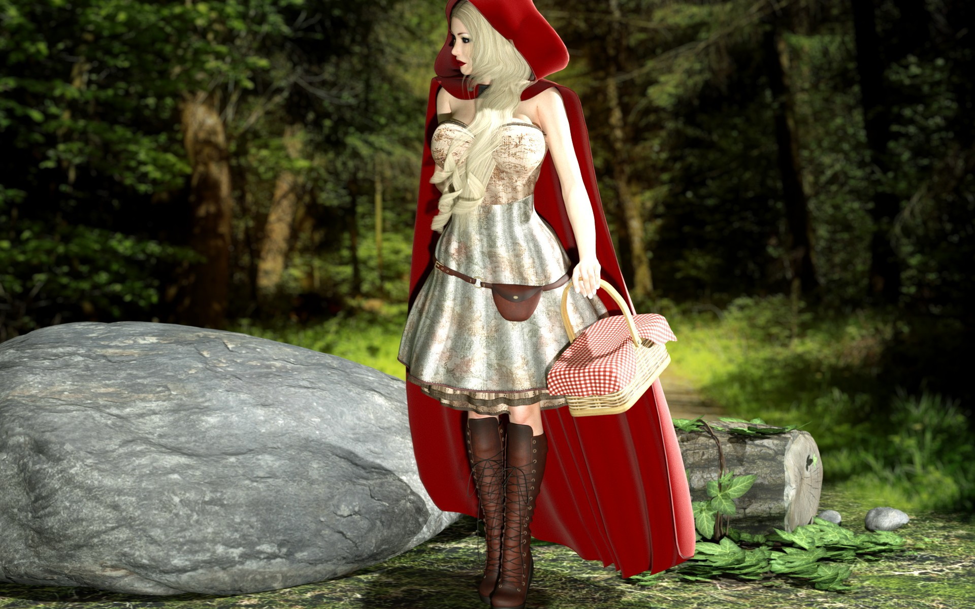 Busty red riding hood